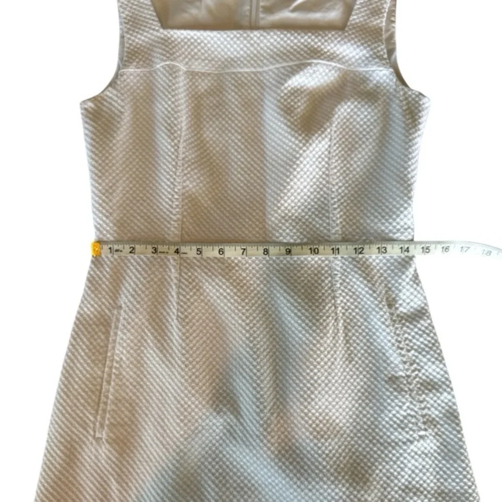 Tory Burch Cotton Pique Square Neck White Mini Dress Sz 6 Minimalist Casual